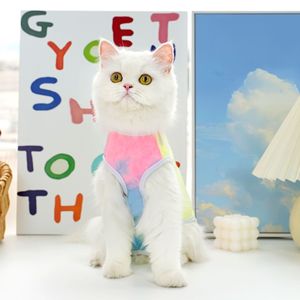 Chaleco a rayas para mascotas, para gatos y perros, ropa de recuperación postoperatoria, para todas las estaciones, tamaño pequeño y mediano, material de poliéster - Product Image 4