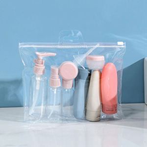Kit de toilette 11 pièces, flacons de voyage anti-fuite et compressibles, contenants rechargeables pour shampoing et lotion - Product Image 1