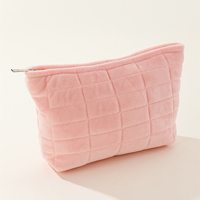 Personnalisé Nouveau Pas Cher Femmes Hiver Rose En Peluche Mignon Puffy Fluffy Maquillage Cosmétique Sac De Rangement Couleur Voyage Trousse À Crayon Porte-Monnaie