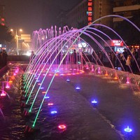 Fuente de agua laminar con chorro saltarín para jardín, estanque o piscina, con luces, de acero inoxidable, Optimum Show.