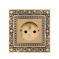 Baroque Bronze Métal Cuivre Matériel Panneau EU Français ROYAUME-UNI Standard International Universel Applique Murale Interrupteur 16A Prise Européenne