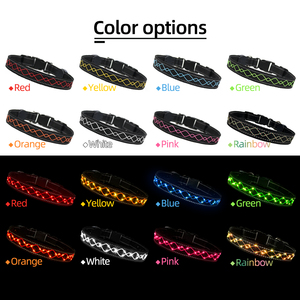 LED Glowing Reflective Nylon Corde Broderie Striped Pet <span class=keywords><strong>Collar</strong></span> Stylish Dog Walking Training Gear Apple Locator Personalized - Product Image 3