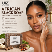 Nouveau Gel Douche Visage Corps Éclaircissant de Qualité Supérieure, Savon Noir Africain Brut 100% Naturel Biologique Premium au Coco, Cacao, Beurre de Karité et Vitamine E
