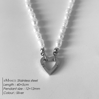 eManco PVD Or 14K Fermoir Cœur Creux en Acier Inoxydable Anti-ternissement, Pièces de Bijoux pour Collier de Perles DIY à Combiner