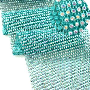 S265 bleu couleur <span class=keywords><strong>diamant</strong></span> cristal maille tissu coupe Stretch élastique strass filet maille pour vêtement et chaussures accessoires - Product Image 1