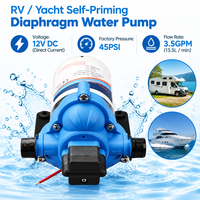 Pompa Air RV Biru 12 Volt Pompa Diafragma Laut Self Priming Filter Inline Fitting Selang Otomatis On/Off Camper
