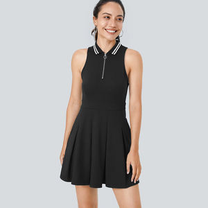 Kadınlar İçin Hızlı Kuruyan Yarım Fermuarlı Spor Elbisesi, Dahili Sütyenli, Özelleştirilebilir Tenis, Koşu ve Golf İçin Esnek Etek ve Şort Takımı - Product Image 4