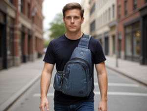 Borsa a Tracolla da Uomo con Tre Cinghie in Tessuto Oxford, Chiusura con Cerniera, Design Casual per Tutte le Stagioni - Product Image 2