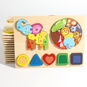 Customizable New Design Montessori Wooden 3 in 1 Animal Puzzle Logical Thinking Training Educational <b>Toy</b> for Unisex Kids - Product Image 2