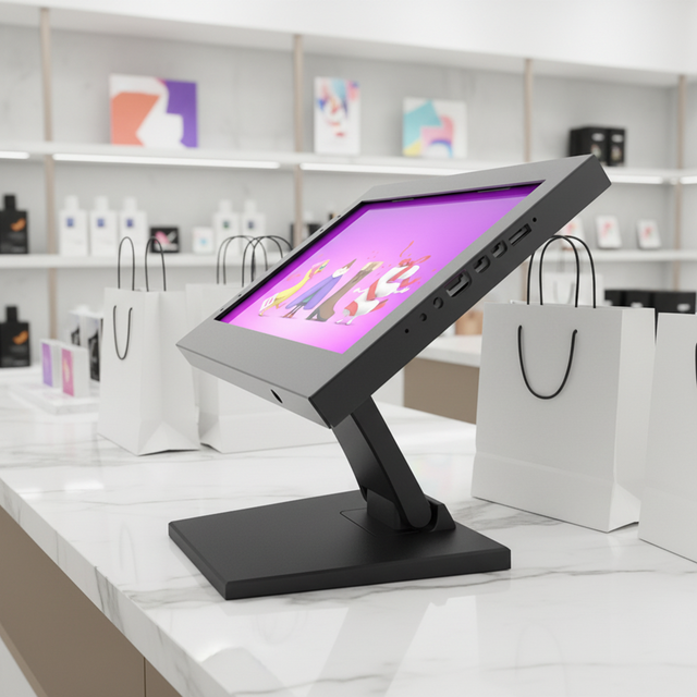 New Arrival RUIGUAN RG-T03A Foldable Metal POS Tablet Stand with Security Lock for Retail