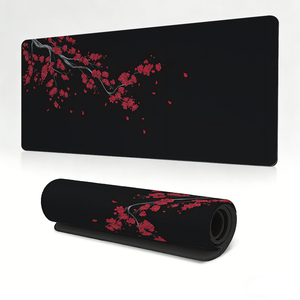 Tapis de souris de jeu étendu Black Sakura, grand tapis de bureau à motif de fleurs de <span class=keywords><strong>cerisier</strong></span> japonais, bords cousus, tapis de souris XL pour clavier et souris, pour le travail et le bureau - Product Image 2