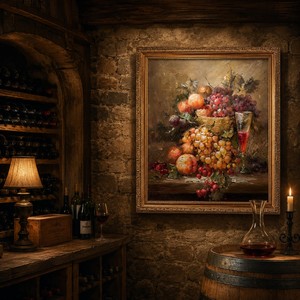 Quadro su tela impressionista fatto a mano con texture 3D, Cesto di Uva, Natura Morta con Frutta, per Arredamento Casa, Cucina, Sala da Pranzo - Product Image 2