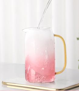 Juego de teteras de vidrio de gran volumen con aislamiento térmico y degradado de color, de alta estética, color rosa, para el hogar, apto para altas temperaturas y como tetera fría - Product Image 3