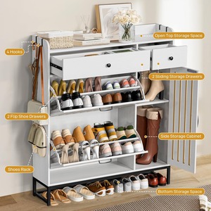 Modern 2-Tier <strong>Tall</strong> <strong>Shoe</strong> <strong>Rack</strong> Quality Wooden Furniture for Home Storage in Living Room Space Saving <strong>Shoe</strong> <strong>Rack</strong> - Product Image 2