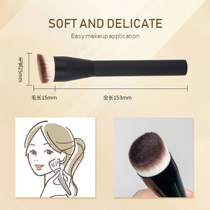 Black <b>Compact</b> Flat Foundation Brush Thick Bristle Liquid Foundation <b>Makeup</b> Brush - Product Image 5