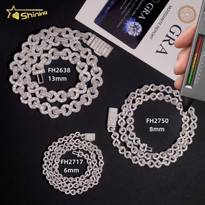 Catena Cuban Link Infinita in Argento Massiccio 925 con Moissanite, Stile Hip Hop Iced Out, 6mm 8mm 13mm - Product Image 3