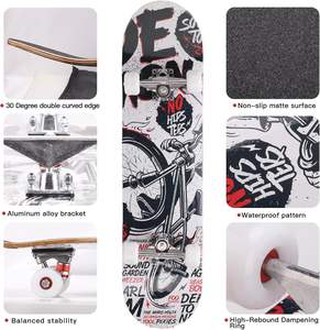 Skateboard professionnel double rocker double kick 31 pouces, plateau en érable, roulements ABEC-9, roues en PU 95A, design graphique personnalisé - Product Image 6