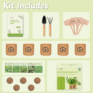 Kit de jardin d'intérieur à 5 herbes, design moderne, pot créatif, art du tissu, sac en chanvre, portable, résistant à la saleté, écologique - Product Image 2