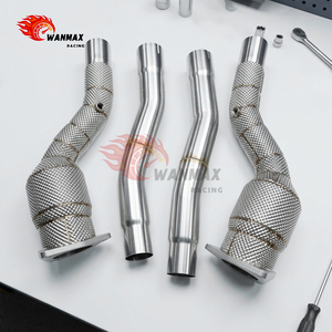 Tuyau d'échappement pour <span class=keywords><strong>Ferrari</strong></span> GTC4Lusso 6.3L V12 en acier inoxydable, tube avant de course avec bouclier thermique, performance accrue - Product Image 5