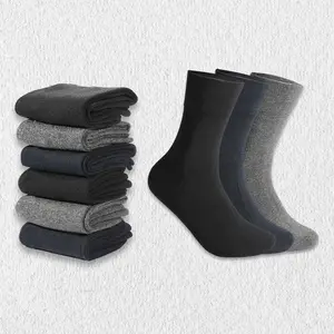 Toptan anti-bakteriyel bambu çorap iş erkekler için rahat örme spor çorapları düz siyah bahar yaz için