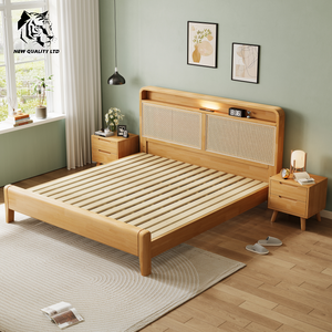 Venta directa de fábrica, mejor precio, personalizable, gran stock, ecológico, cama king de 1.8m, nuevo diseño, muebles de dormitorio, estructura de cama king de madera. - Product Image 2