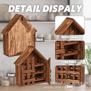 Cross-border wooden three-layer egg and duck egg storage rack, <b>kitchen</b> egg rack, household wooden house-shaped egg storage rack - Product Image 4