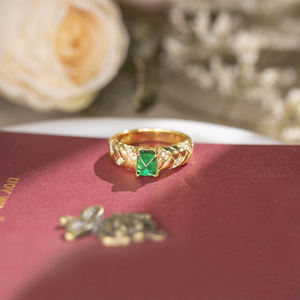 แหวนพลอยทรงลูกกลมขนาด 5*6 มม. ชุบทองคำขาวสไตล์วินเทจจาก All Fashion Lab เหมาะสำหรับงานแต่งงาน - Product Image 4