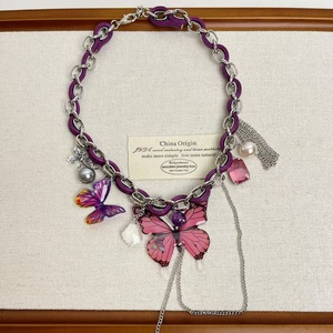 Butterfly <b>Choker</b> Necklace Women's Boho Style <b>Silver</b> Plated Alloy With Cubic Zirconia And Imitation Pearl Party Jewelry - Product Image 5