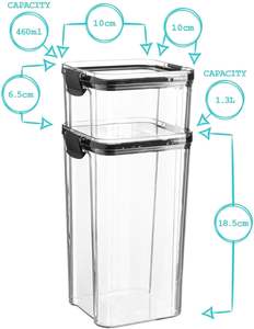 Clear Rectangle Large Capacity Airtight Sustainable Modern Kitchen Canisters Plastic Cereal <b>Storage</b> <b>Containers</b> Lids Dry <b>Food</b> - Product Image 6