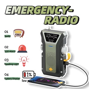 Radio meteorológica de emergencia con manivela solar de 4000 mAh, alerta AM/FM/NOAA, radio de supervivencia portátil y banco de energía - Product Image 2