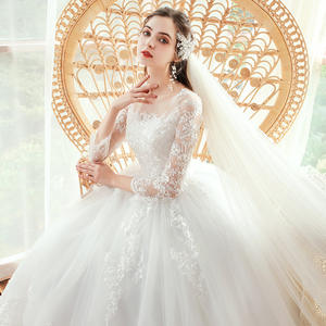 Robe de mariée longue à manches longues avec appliques pour femmes, robe de mariée sur mesure, Vestidos de novia2024 - Product Image 4