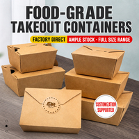 Boîtes à emporter en papier kraft jetables personnalisées, résistantes à la graisse, pour poulet frit, en-cas, barbecue