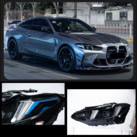Phares LED style crocs de laser CREULI M4 pour BMW Série 4 G22 2021-2026, DRL bicolore, Plug & Play, Vente Flash