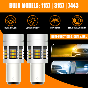 <span class=keywords><strong>Bombilla</strong></span> <span class=keywords><strong>LED</strong></span> G-View Blanca Ámbar 1157 de Doble Color con Función de Cambio 3157 7443 para Luces Delanteras de Señalización y Estacionamiento de Automóviles - Product Image 2