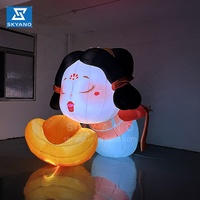Ballon gonflable géant personnalisé de mascotte de personnage de dessin animé de sculpture de bonne de lingot pour la décoration d'art