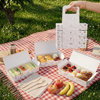 Boîte à pique-nique en papier kraft personnalisée, emballage alimentaire à emporter pour sandwichs, en-cas, boulangerie, restauration et événements en plein air