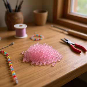 Ilan Abalorios Perline Rotonde Trasparenti Rosa Chiaro 6mm 15g - Product Image 3