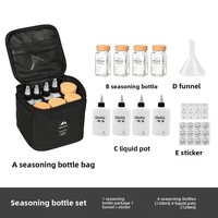Ensemble de bouteilles à condiments modernes en verre pour le camping en plein air, boîte à assaisonnements pour pique-nique et distributeur d'huile, bocaux scellés avec couvercles en bambou et en bois