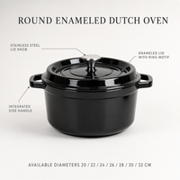 Cocotte en fonte émaillée Joho de 20 cm à 32 cm, ronde, antiadhésive, compatible four, vente en gros, fournisseur d'articles de cuisine OEM ODM