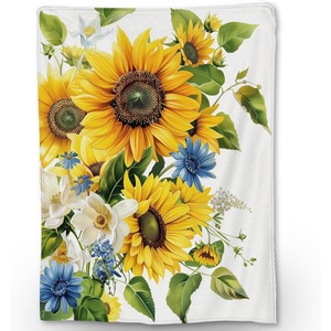 Sunflower Flannel <b>Blanket</b> Throw <b>Blanket</b> Nap <b>Blanket</b> Skin Friendly Reversible for Home Office Nap Custom Print Wholesale - Product Image 3