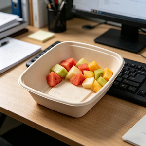 Bol à salade jetable biodégradable CB48 avec couvercle, forme carrée, pour la restauration à <span class=keywords><strong>emporter</strong></span> et les voyages, respectueux de l'environnement - Product Image 3