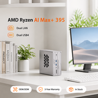 AMD Ryzen AI Max+ 395 Mini PC dengan 4 Slot M.2 PCIe 4.0 NVMe SSD dan hingga 128GB LPDDR5X, PC Ringkas untuk Penyimpanan Model AI