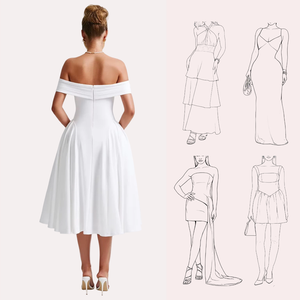 ファッション女性用ショルダー無地ドレープノースリーブAラインミディイブニングドレスエレガントな花嫁介添人プリンセスウェディング宴会ドレス - Product Image 3