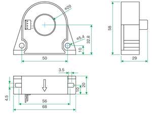 Sensor de Corriente de Alta Precisión de CA/CC Serie SIF para Motor de Velocidad de Frecuencia Variable - Product Image 3
