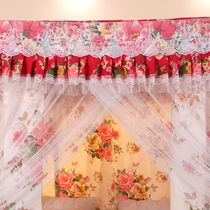 2025 mùa hè mới Pháp sang trọng hoa in phòng ngủ Ba cửa vuông trên giường Rèm sàn che màn chống muỗi - Product Image 4