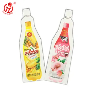 Wholesale Plastic Mylar Bag Yogurt Jelly Drinks Bottle Shape Pouch Food Grade Custom Printed Packaging Bag