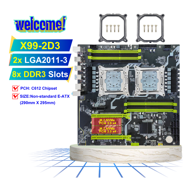 NEW PANDL Mainboard Supports Intel Xeon E5 CPU Quad-Channel DDR3 ECC RAM NVMe M2 PCIe3.0 SATA3.0 X99 Dual CPU Motherboard
