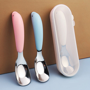 304 acier inoxydable bébé complément alimentaire cuillère fourchette ensemble enfants Portable Ins vaisselle haute valeur radis cuillère fourchette couverts ensemble - Product Image 3
