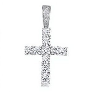 Pendentif Croix Iced Out en Moissanite VVS1 Couleur D Coupe Ronde, Bijou de Luxe Hip Hop Religieux - Product Image 1