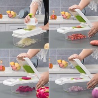 Multifunctionele handmatige keuken snijmachine, aardappelmes, grinder, voedselverwerker, snijmachine, raspmachine, 16-in-1
